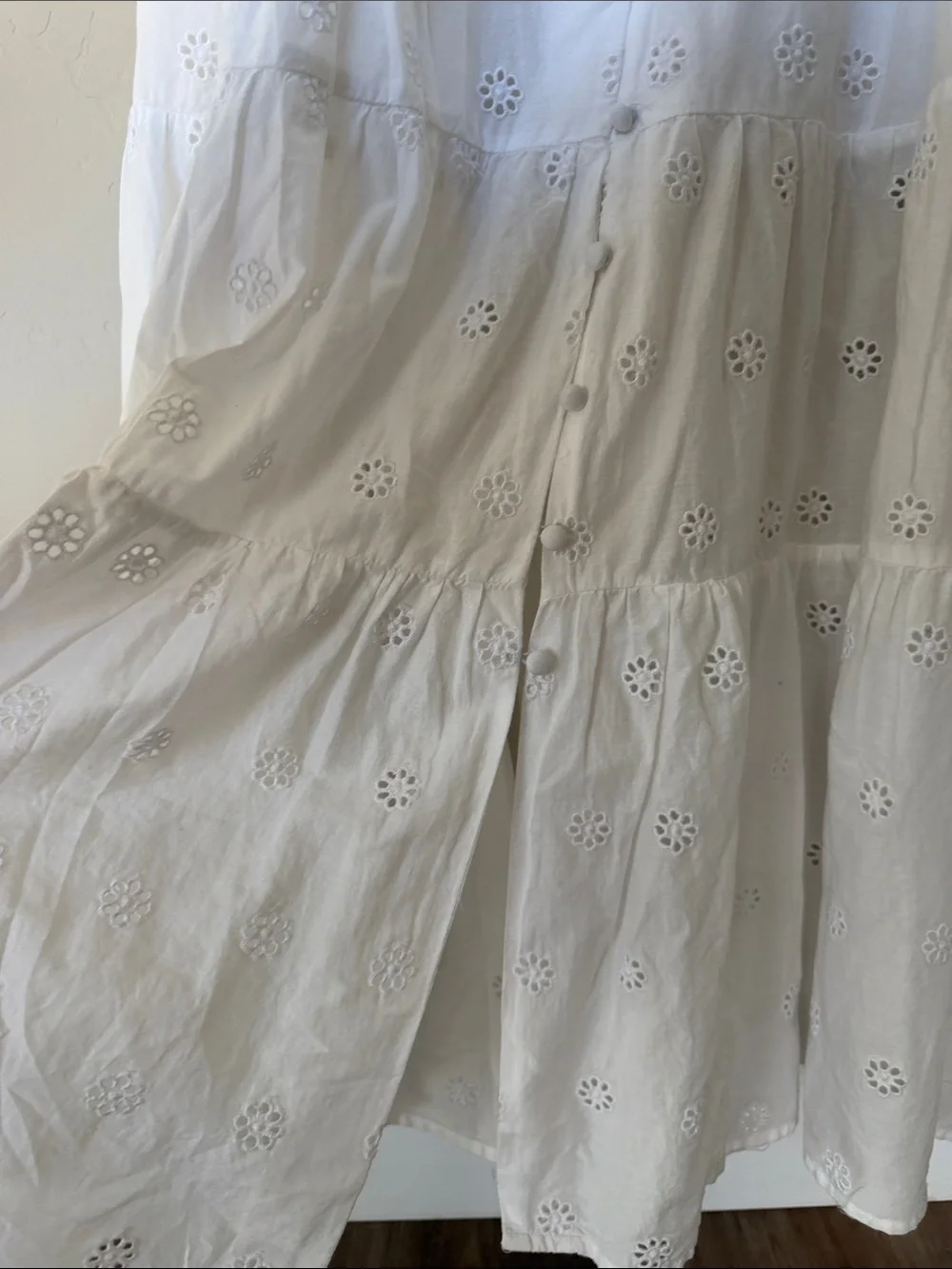 J. Crew White Coastal Tiered Cotton Midi Dress M